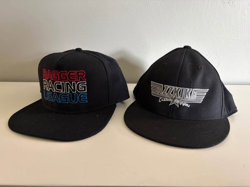 Lot of 2 Bagger Racing League Snapback & Azzkikr Fitted Hats (0165)
